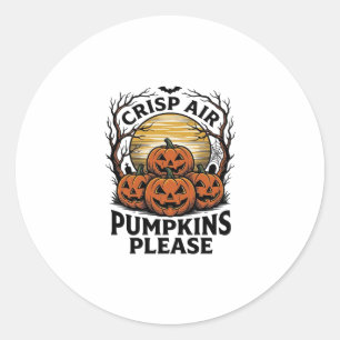 Spooky Pumpkin Shirt Vintage Engraving Fall Hallow Classic Round Sticker