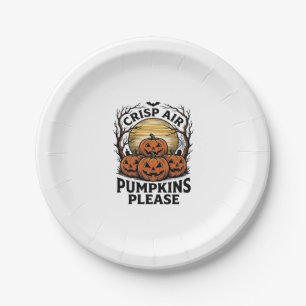 Spooky Pumpkin Shirt Vintage Engraving Fall Hallow Paper Plate