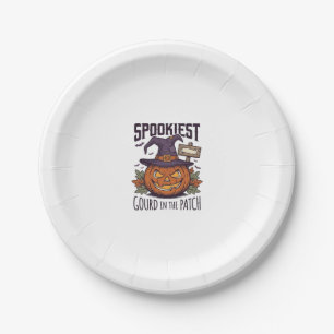 Spooky Pumpkin Shirt Vintage Engraving Halloween T Paper Plate