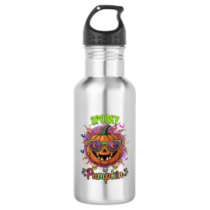 Spooky Pumpkin Sunglasses Moon Cobwebs Skulls 532 Ml Water Bottle