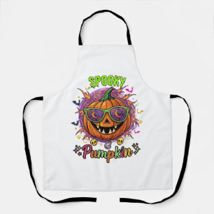 Spooky Pumpkin Sunglasses Moon Cobwebs Skulls Apron