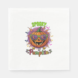 Spooky Pumpkin Sunglasses Moon Cobwebs Skulls Napkin