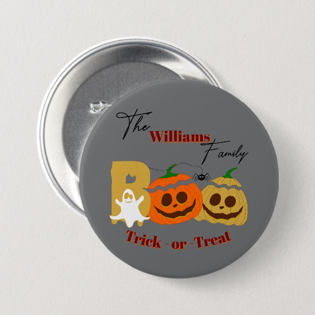 Spooky Pumpkin Trick or Treat Button (Front & Back)