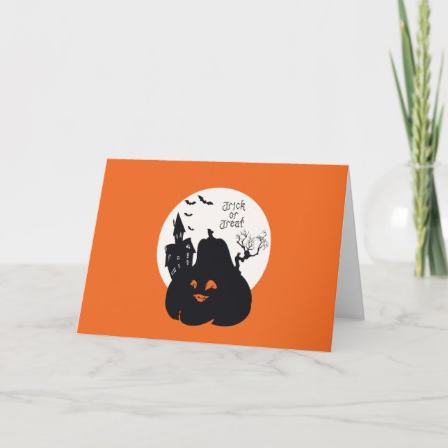 Spooky Pumpkin Trick Or Treat Card (Front)