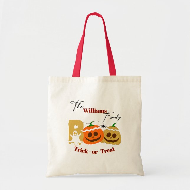 Spooky Pumpkin Trick or Treat Tote Bag (Front)
