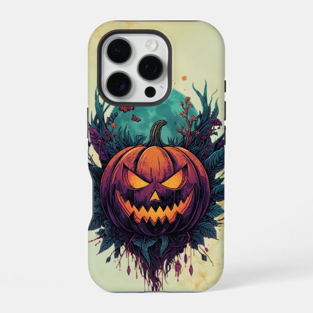 Spooky Pumpkin Under Full Moon iPhone Case (Back)