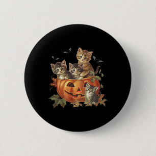Spooky Pumpkin Vintage 90s Cat Retro Halloween 6 Cm Round Badge