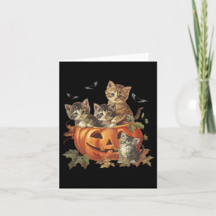 Spooky Pumpkin Vintage 90s Cat Retro Halloween Card
