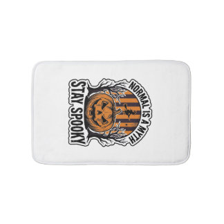 Spooky Pumpkin Witch Vintage Engraving Halloween S Bath Mat