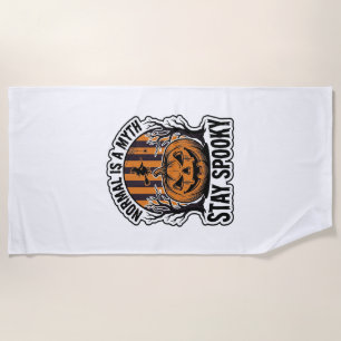 Spooky Pumpkin Witch Vintage Engraving Halloween S Beach Towel
