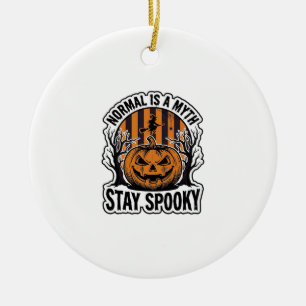 Spooky Pumpkin Witch Vintage Engraving Halloween S Ceramic Tree Decoration