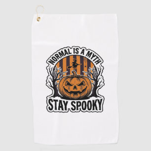 Spooky Pumpkin Witch Vintage Engraving Halloween S Golf Towel