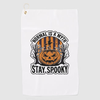 Spooky Pumpkin Witch Vintage Engraving Halloween S Golf Towel