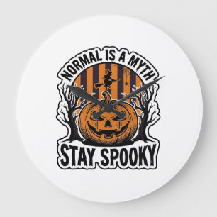 Spooky Pumpkin Witch Vintage Engraving Halloween S Large Clock