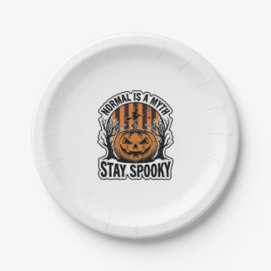 Spooky Pumpkin Witch Vintage Engraving Halloween S Paper Plate