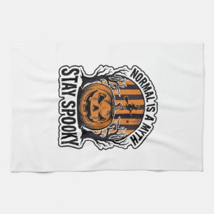 Spooky Pumpkin Witch Vintage Engraving Halloween S Tea Towel