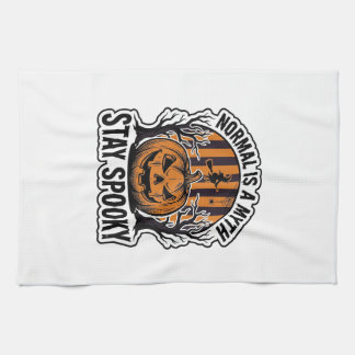 Spooky Pumpkin Witch Vintage Engraving Halloween S Tea Towel
