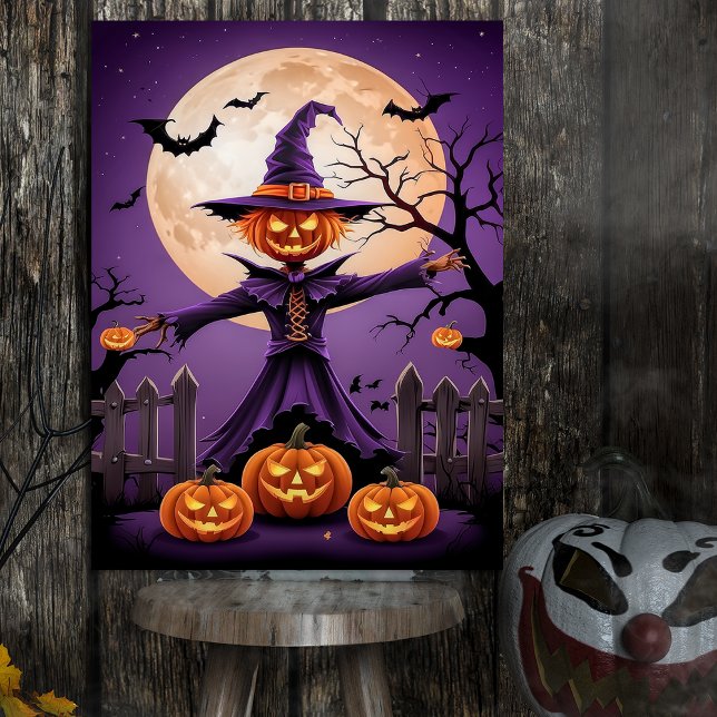 Spooky Pumpkin Witch with Full Moon Poster (Creator Uploaded)