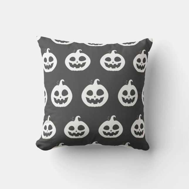 Spooky Pumpkin with Grey background  Cushion (Front)