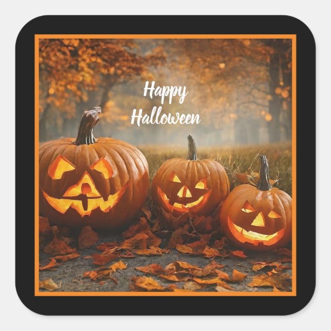 Spooky Pumpkins Family Collection Square Sticker (Front)