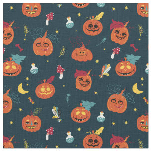 Spooky Pumpkins Halloween fabric design
