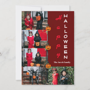 Spooky Pumpkins Halloween Family Photo Collage Holiday Card