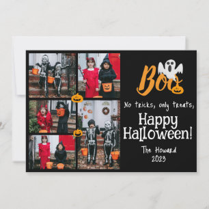 Spooky Pumpkins Halloween Family Photo Collage Holiday Card