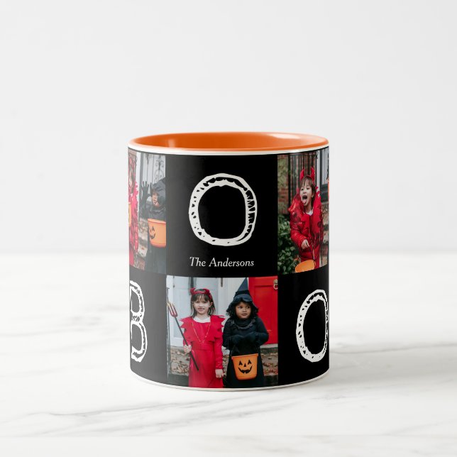 Spooky Pumpkins Halloween Family Photo Collage Two-Tone Coffee Mug (Center)