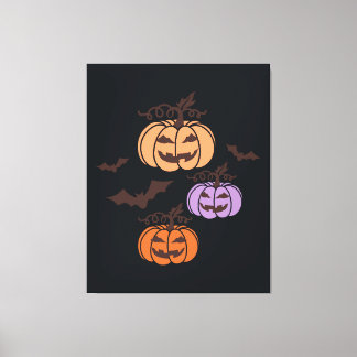 Spooky Pumpkins Trio Halloween Jack-o’Lantern Canvas Print
