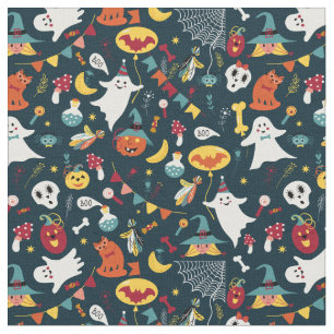 Spooky Pumpkins witches Halloween Fabric Design