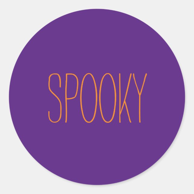 Spooky purple orange Halloween handwritten Classic Round Sticker (Front)