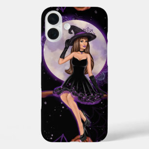 SPOOKY PURPLE & ORANGE HALLOWEEN PRETTY WOMAN iPhone 16 PLUS CASE