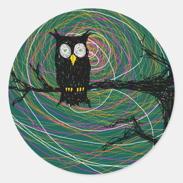 spooky purple whimsical astral magical mystical ow classic round sticker (Front)