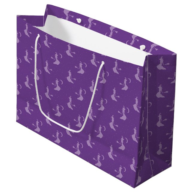 Spooky Purple Witch Large Gift Bag (Front Angled)