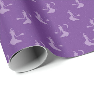 Spooky Purple Witch Wrapping Paper Roll