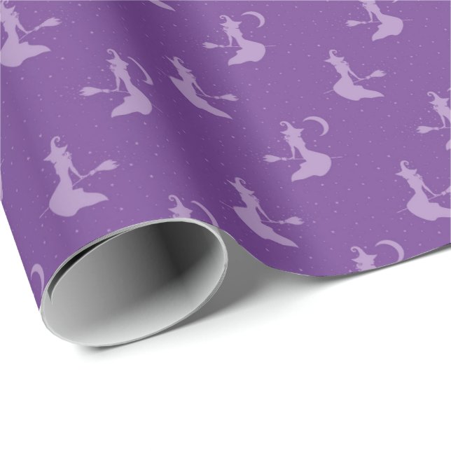 Spooky Purple Witch Wrapping Paper Roll (Roll Corner)