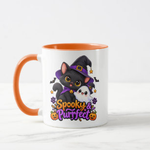 Spooky & Purrfect Halloween Black Cat Combo Mug