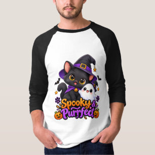 Spooky & Purrfect Halloween Witch Cat Raglan Shirt