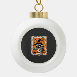 Spooky Racoon Halloween Pumpkin Design_1 Ceramic Ball Christmas Ornament
