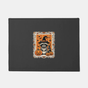 Spooky Racoon Halloween Pumpkin Design_1 Doormat