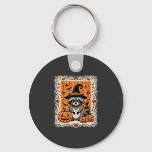 Spooky Racoon Halloween Pumpkin Design_1 Key Ring