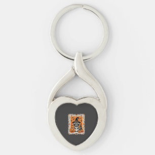 Spooky Racoon Halloween Pumpkin Design_1 Key Ring