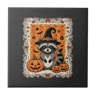 Spooky Racoon Halloween Pumpkin Design_1 Tile