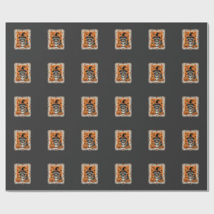 Spooky Racoon Halloween Pumpkin Design_1 Wrapping Paper