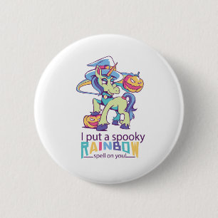 Spooky Rainbow Spell Halloween Unicorn Witch 6 Cm Round Badge