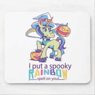 Spooky Rainbow Spell Halloween Unicorn Witch Mouse Mat