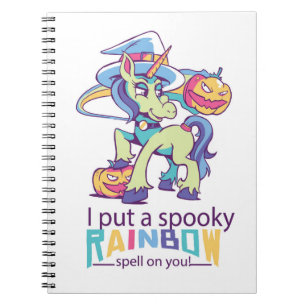 Spooky Rainbow Spell Halloween Unicorn Witch Notebook