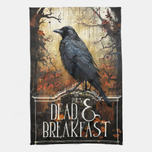 Spooky Raven Vintage  Tea Towel