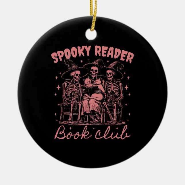 Spooky Reader Book Club D Red Ceramic Tree Decoration (Front)