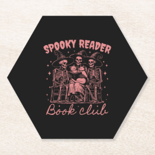 Spooky Reader Book Club D Red Paper Coaster